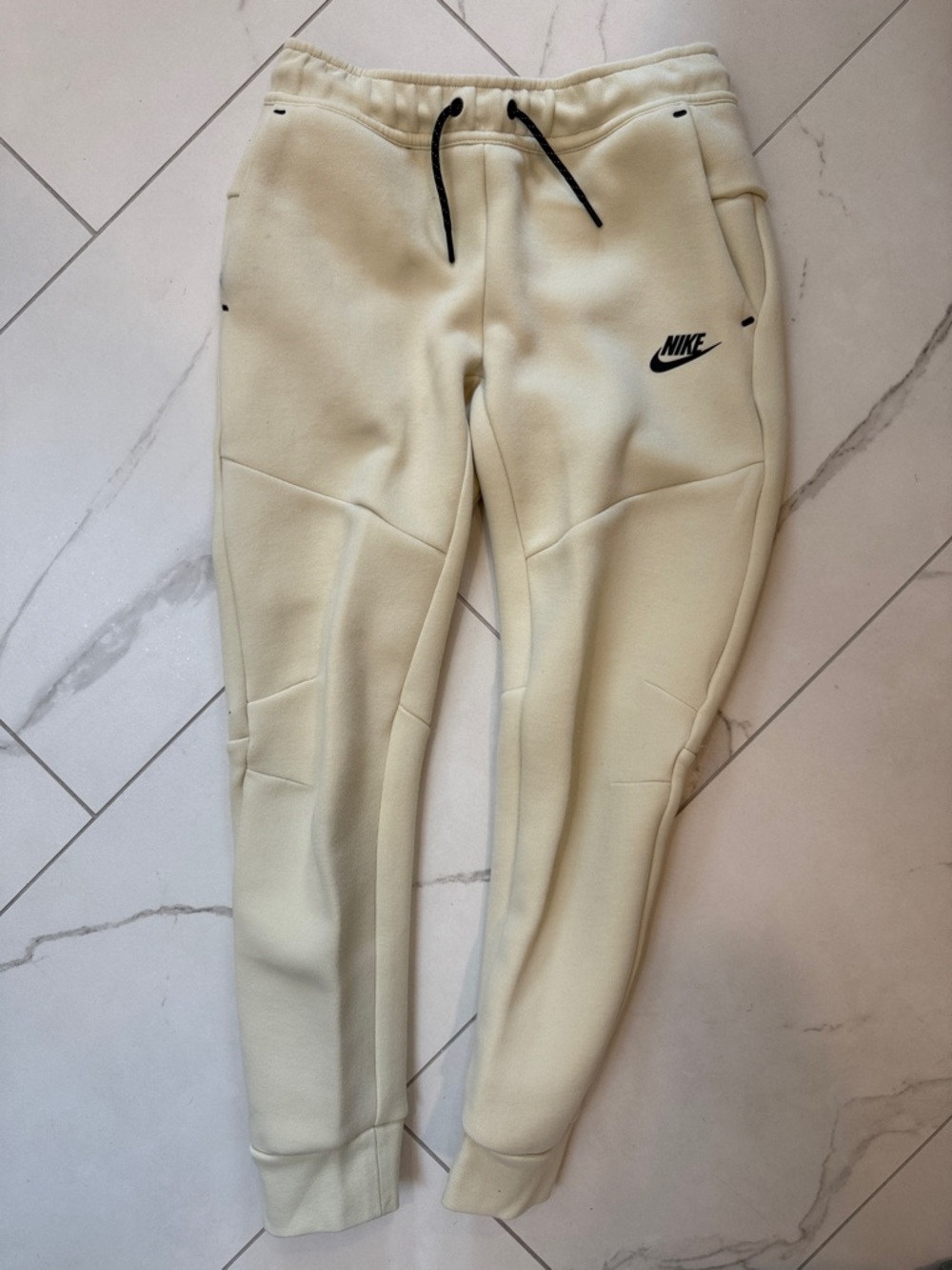 Like New! Kids Nike Tech Cream Joggers with Black Logo